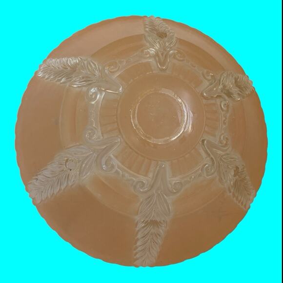 Vintage Pink Peach Ceiling Light Fixture Cover Frosted Ruffled Shade 10-1/4” - Picture 2 of 8